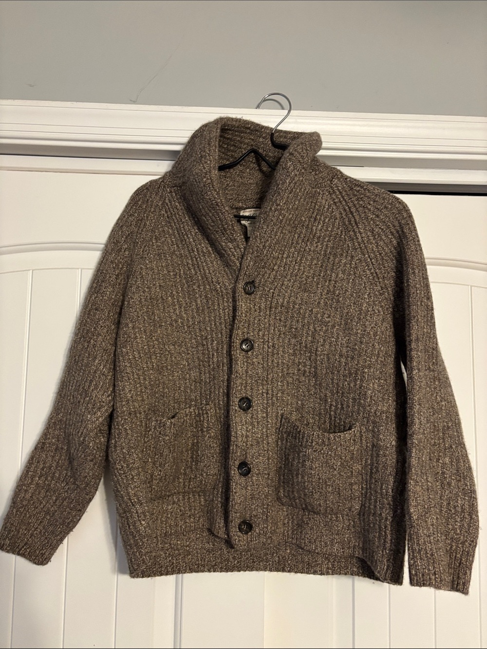 J. Crew Vintage Brown Shawl-Collar Button Cardigan